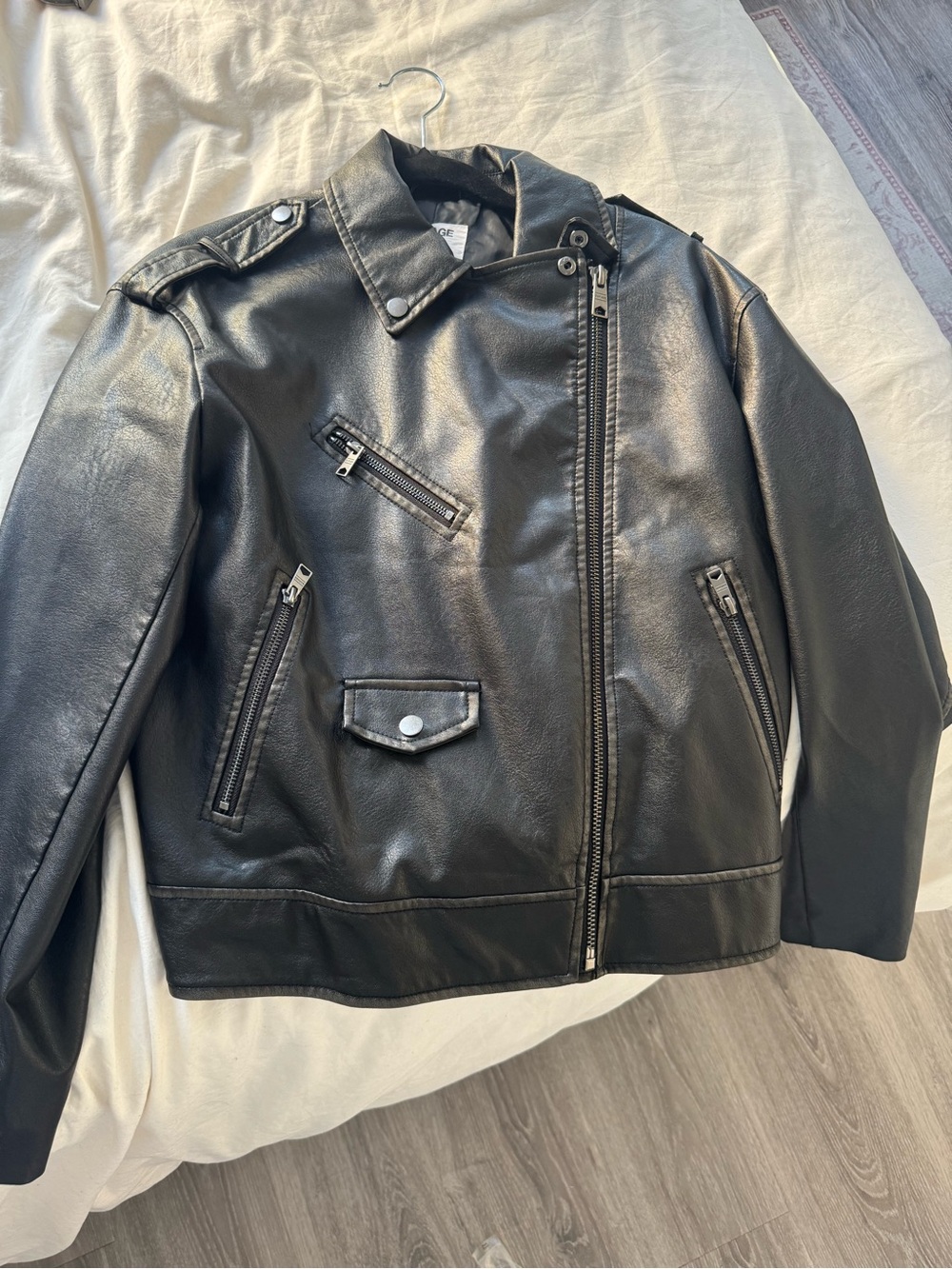 Classic Black Faux Leather Biker Jacket